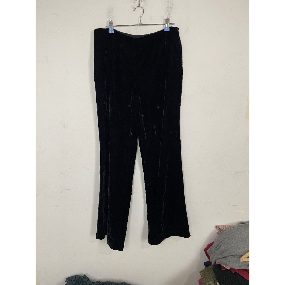 Liz Claiborne Womens Dress Pants 10 Black‎ Crushed Velvet Holiday Party Cocktail
